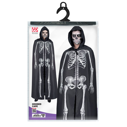 Capa Halloween Blanco Negro Esqueleto 1,5m