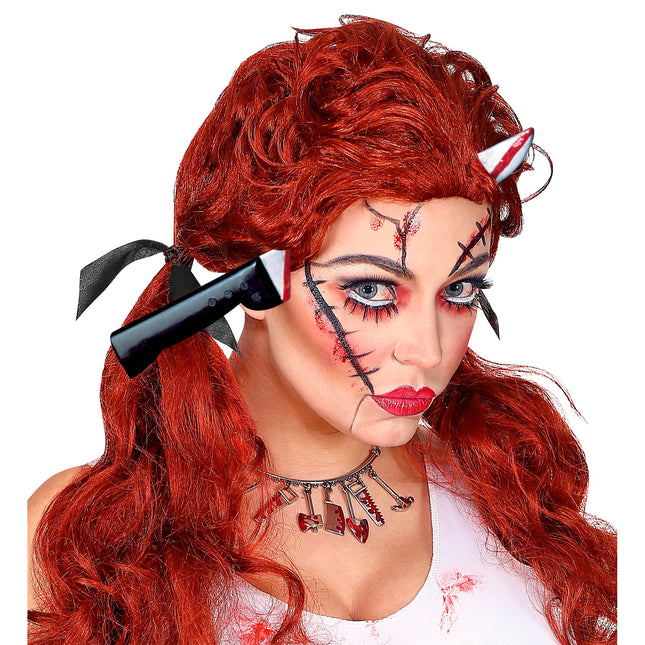 Diadema de Halloween Cuchillo Plateado