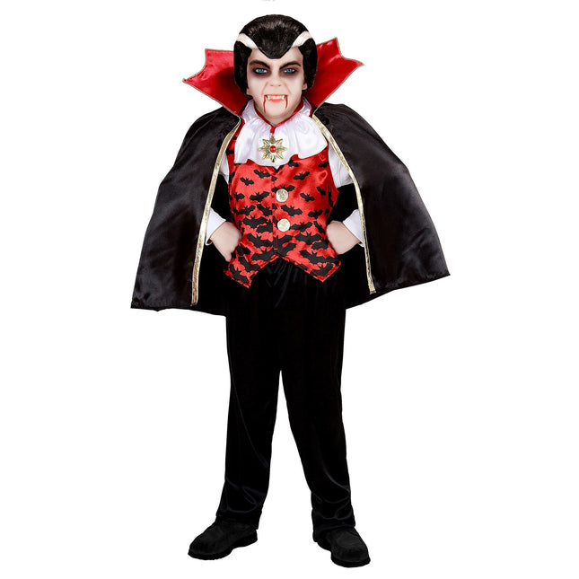 Disfraz Halloween Negro Rojo Vampiro Niño