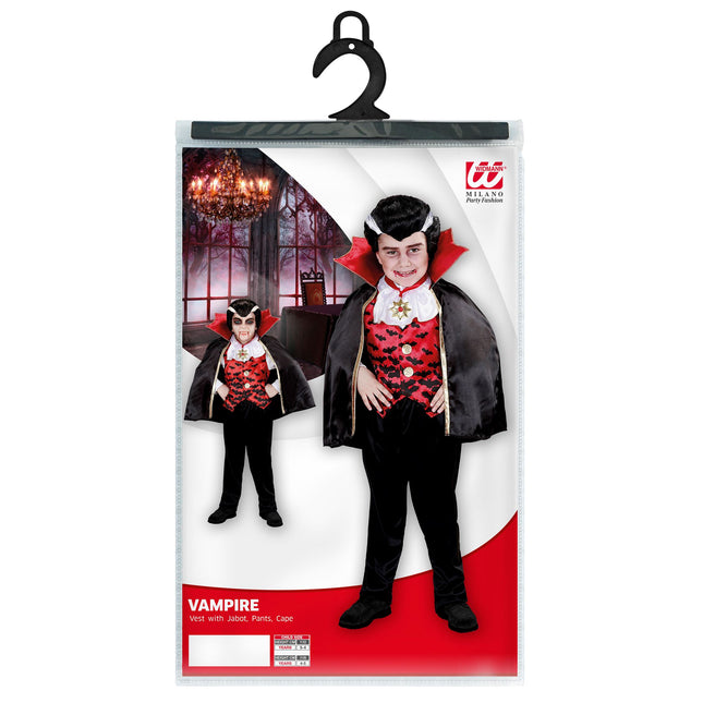 Disfraz Halloween Negro Rojo Vampiro Niño