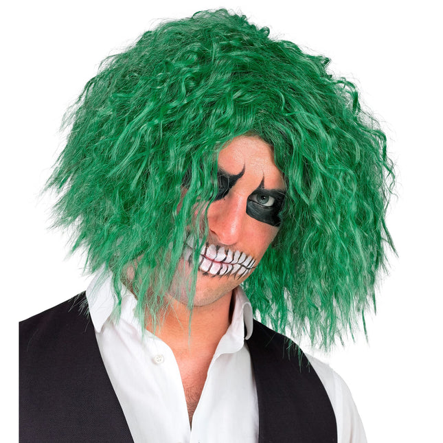 Peluca de Halloween Rizos de Payaso Verde