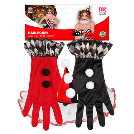 Set Accesorios Halloween Negro Rojo Arlequín