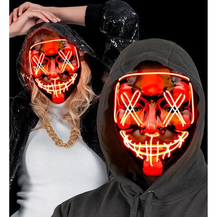 Máscara Halloween Roja Con Luz