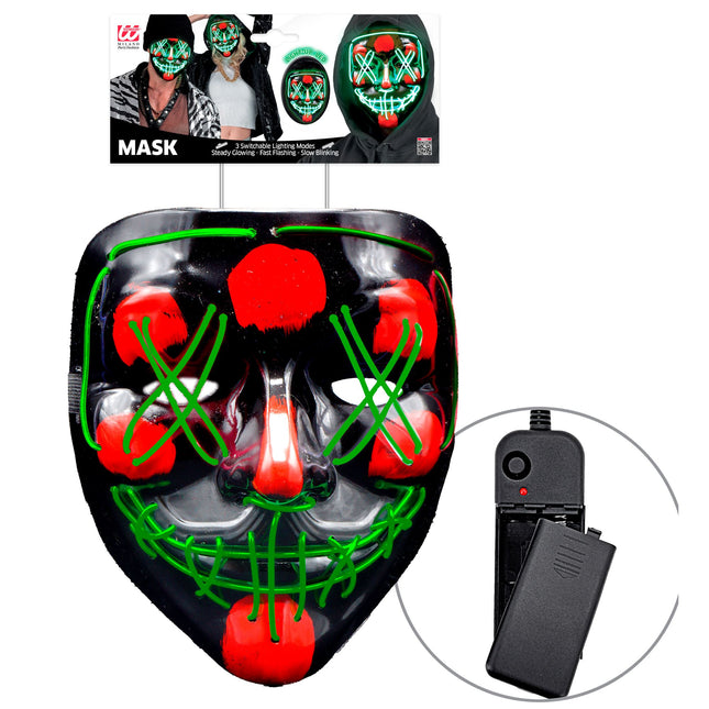 Máscara de Halloween Verde con Luz