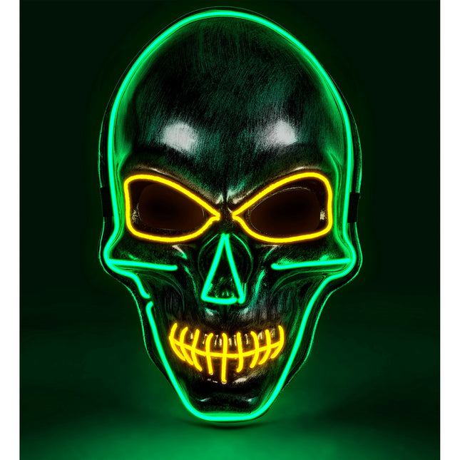 Máscara Halloween Calavera Plateada Con Luz