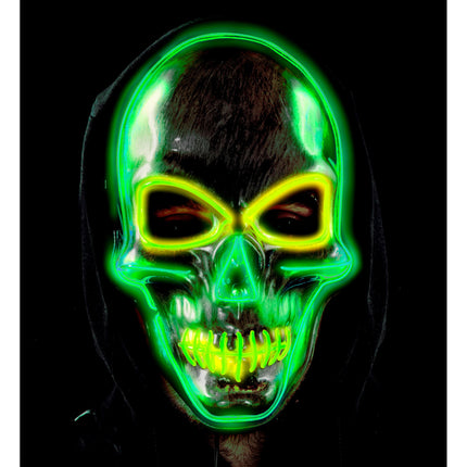 Máscara Halloween Calavera Plateada Con Luz