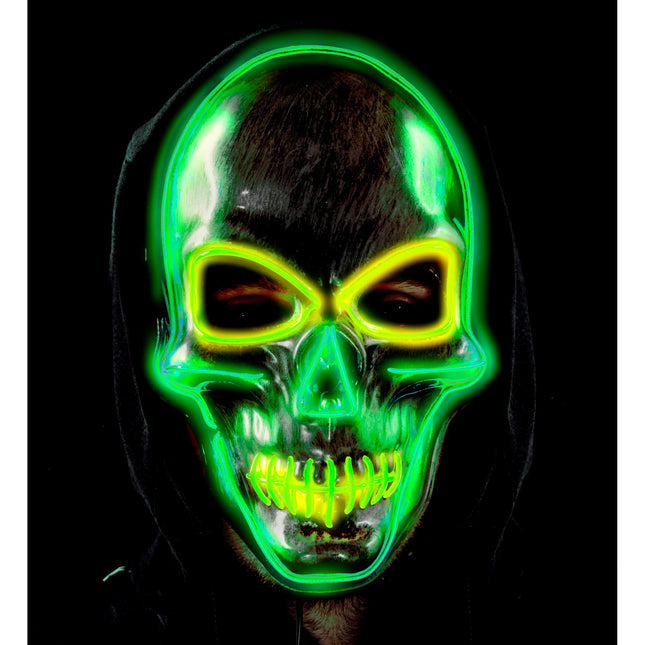 Máscara Halloween Calavera Plateada Con Luz