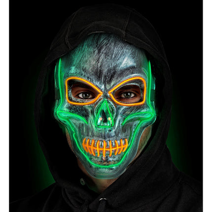 Máscara Halloween Calavera Plateada Con Luz