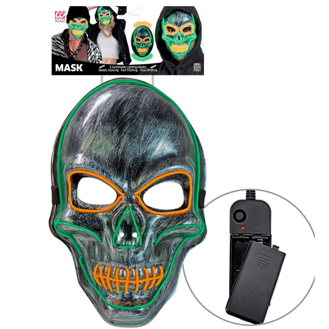 Máscara Halloween Calavera Plateada Con Luz