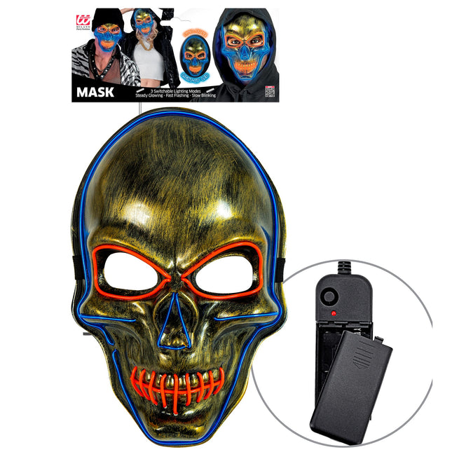 Máscara de Halloween Calavera de Colores con Luz