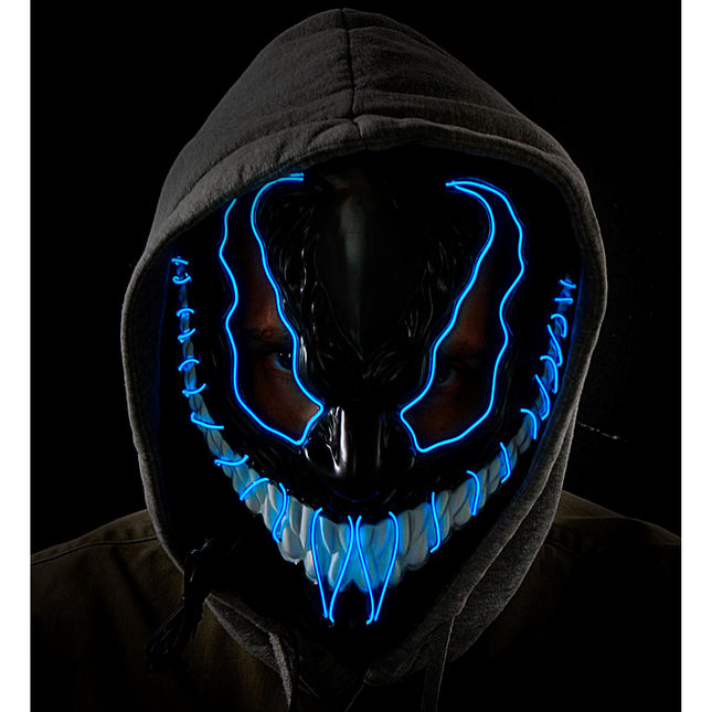 Máscara Halloween Monstruo Azul Con Luz
