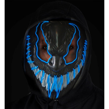 Máscara Halloween Monstruo Azul Con Luz