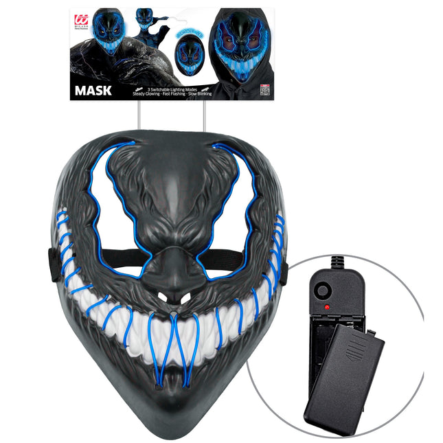 Máscara Halloween Monstruo Azul Con Luz