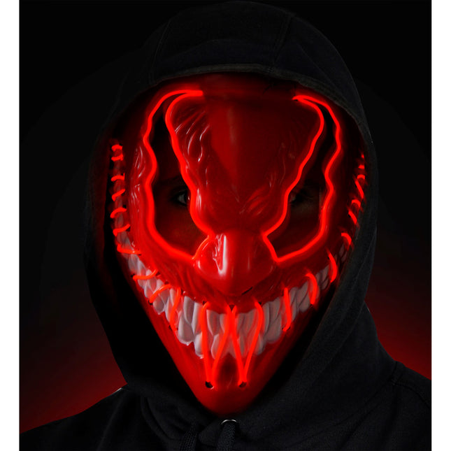 Máscara Halloween Monstruo Rojo Con Luz