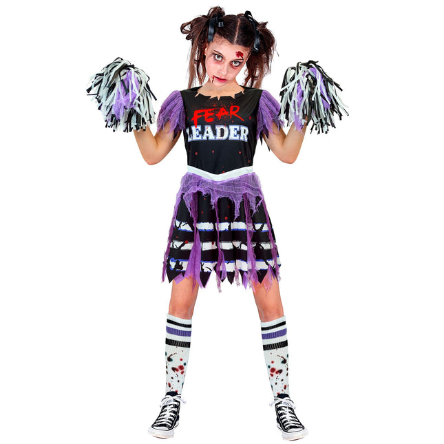 Vestido Halloween Niña Animadora Zombie 5 piezas