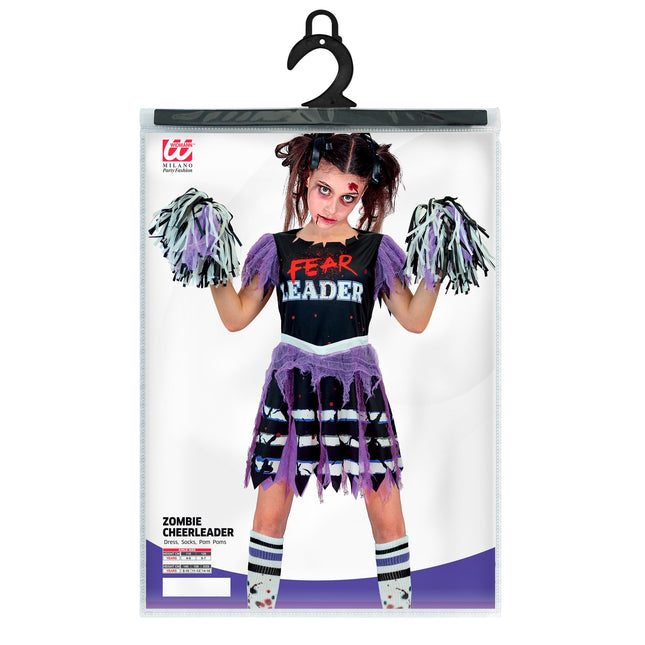 Vestido Halloween Niña Animadora Zombie 5 piezas
