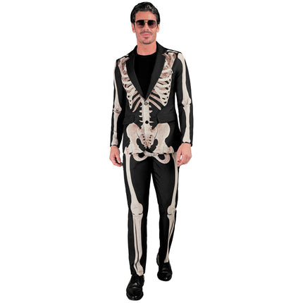 Disfraz de Halloween Blanco Negro Hombre Esqueleto 2 piezas