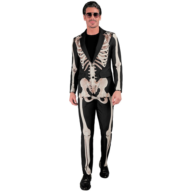 Disfraz de Halloween Blanco Negro Hombre Esqueleto 2 piezas