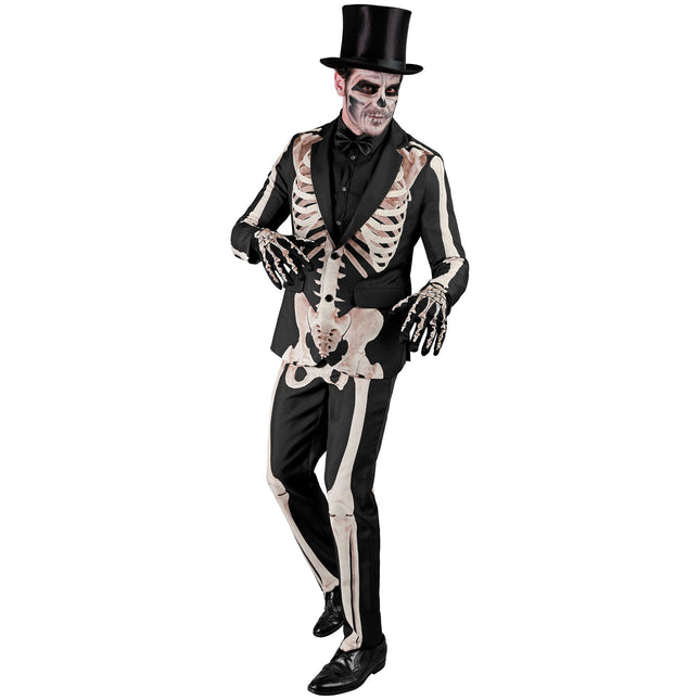 Disfraz de Halloween Blanco Negro Hombre Esqueleto 2 piezas