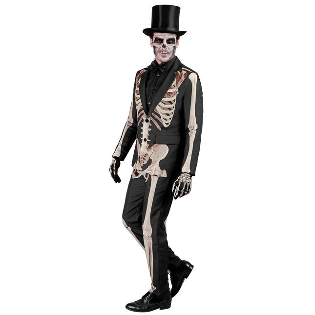 Disfraz de Halloween Blanco Negro Hombre Esqueleto 2 piezas