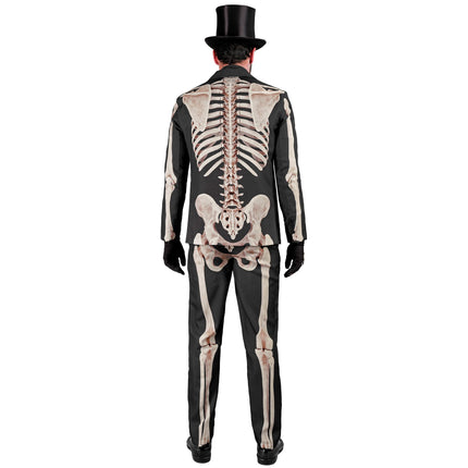Disfraz de Halloween Blanco Negro Hombre Esqueleto 2 piezas