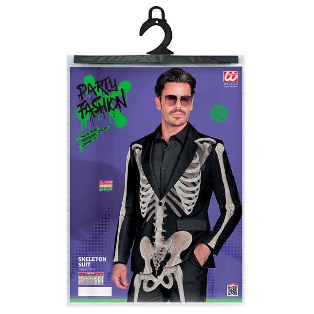 Disfraz de Halloween Blanco Negro Hombre Esqueleto 2 piezas