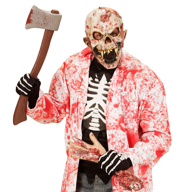 Guantes Halloween Blanco Negro Esqueleto