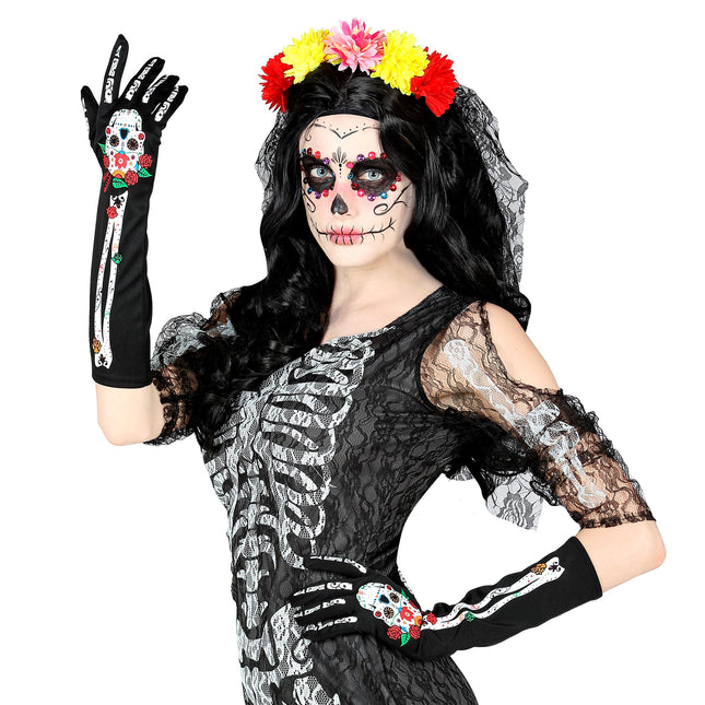 Guantes Día De Los Muertos 40cm