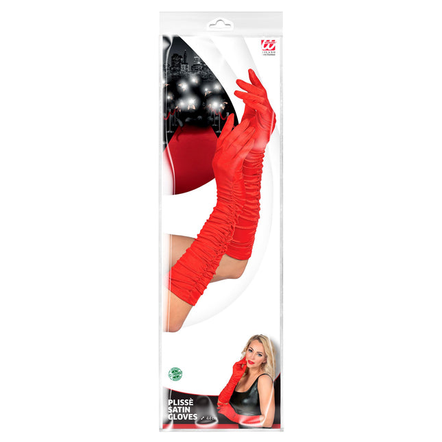 Guantes rojos satinados 44cm