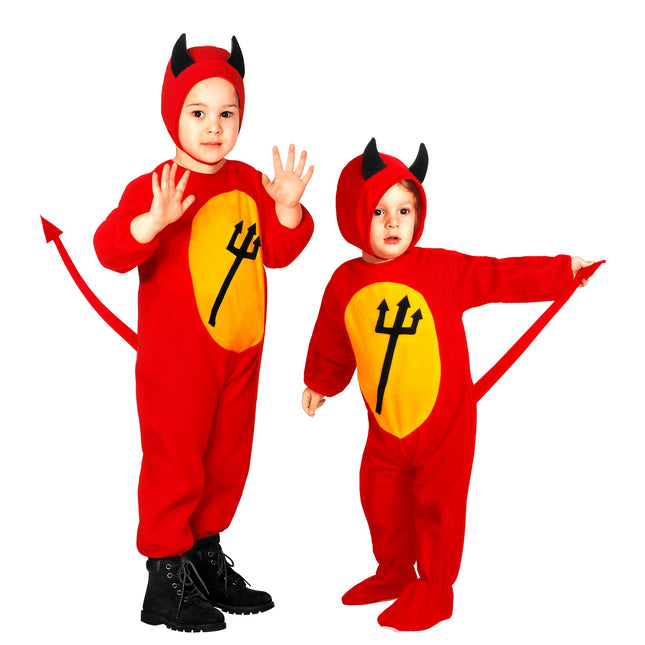 Disfraz de Halloween Diablo Rojo Bebé 2 piezas