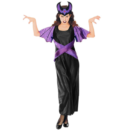Vestido Halloween Negro Morado Señoras Diablo