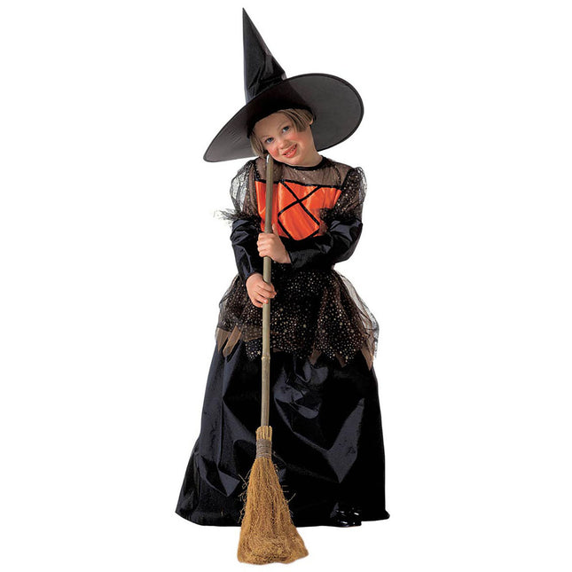 Vestido Halloween Negra Niña Bruja 2 piezas