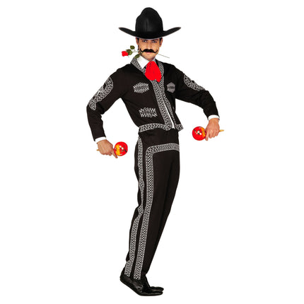 Disfraz Rojo Negro Mariachi para Hombre