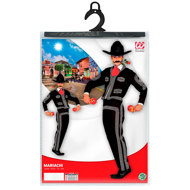 Disfraz Rojo Negro Mariachi para Hombre