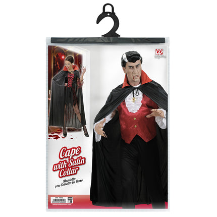Capa Negra Con Cuello Rojo