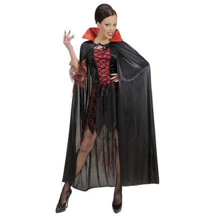 Capa Negra Con Cuello Rojo