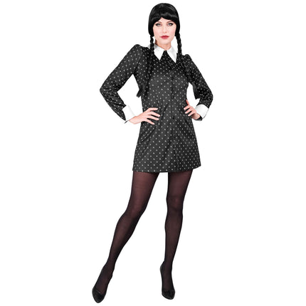 Vestido Halloween Negro Blanco Señoras Gótico