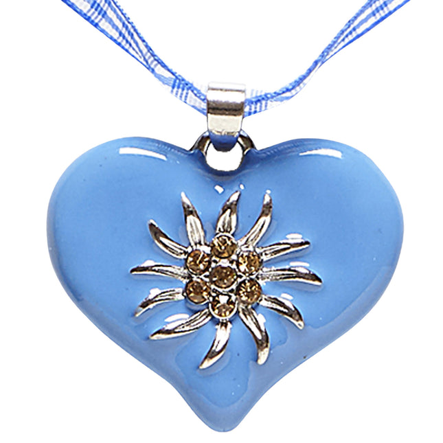 COLLAR CON CORAZÓN AZUL Y EDELWEISS