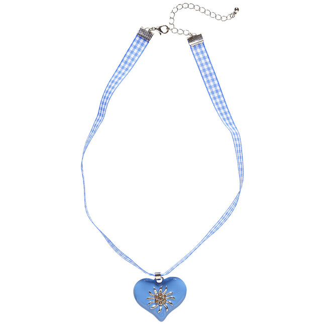 COLLAR CON CORAZÓN AZUL Y EDELWEISS
