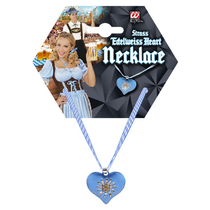 COLLAR CON CORAZÓN AZUL Y EDELWEISS