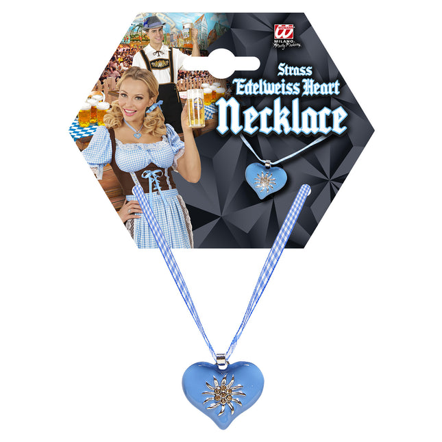 COLLAR CON CORAZÓN AZUL Y EDELWEISS