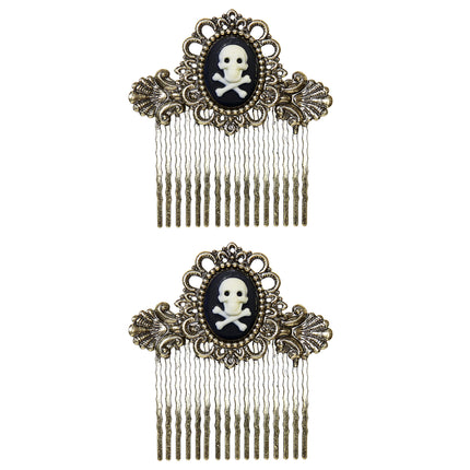 Pinza para el pelo de Halloween Calavera con huesos