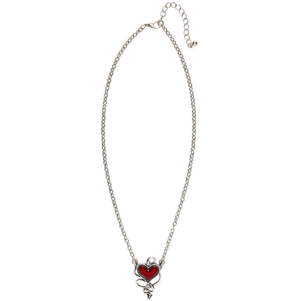 Collar de Plata con Corazón de Diablos Rojos