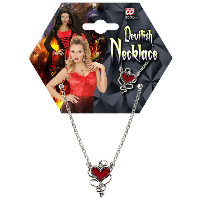 Collar de Plata con Corazón de Diablos Rojos