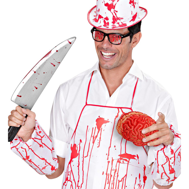 Cerebro falso rojo con sangre