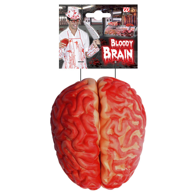 Cerebro falso rojo con sangre