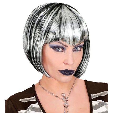 Peluca Negro Plata
