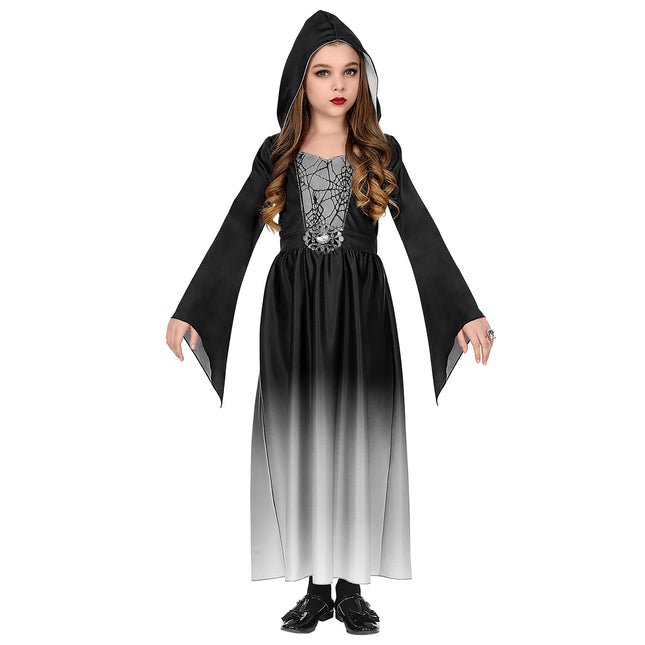 Vestido Halloween Negro Gris Niña Gótico