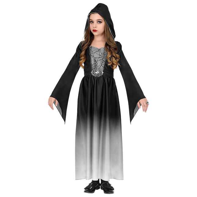 Vestido Halloween Negro Gris Niña Gótico