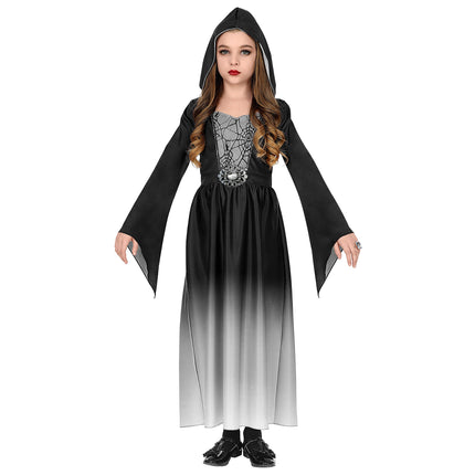 Vestido Halloween Negro Gris Niña Gótico